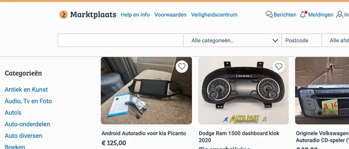 Marktplaats listings, shown in Dutch