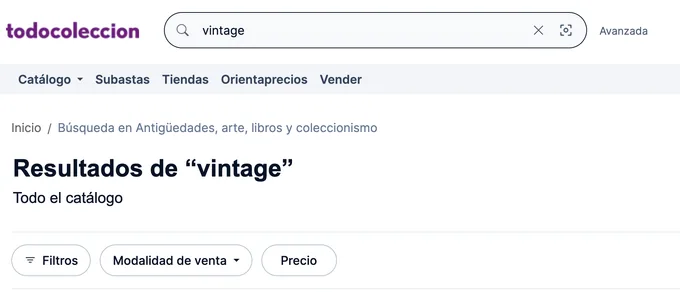 todocoleccion search results, shown in Spanish