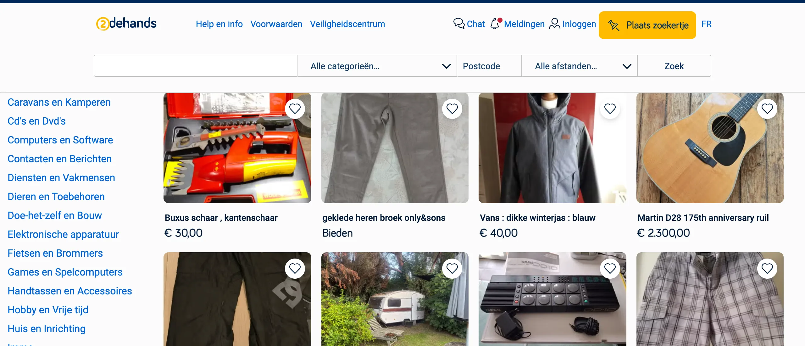 2dehands listings, shown in Dutch