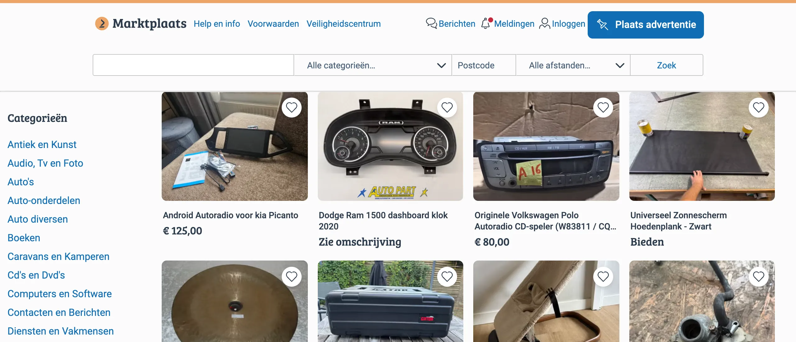 Marktplaats listings, shown in Dutch