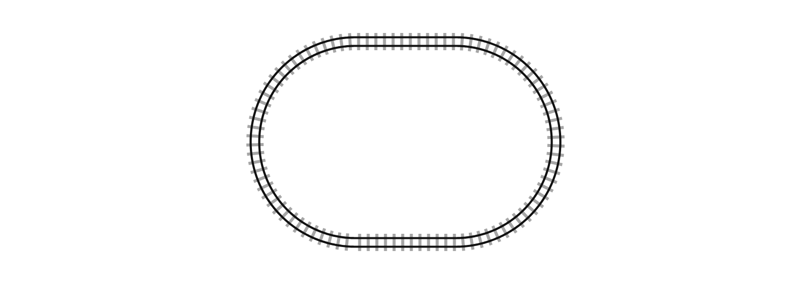 Plan view of a single oval of track