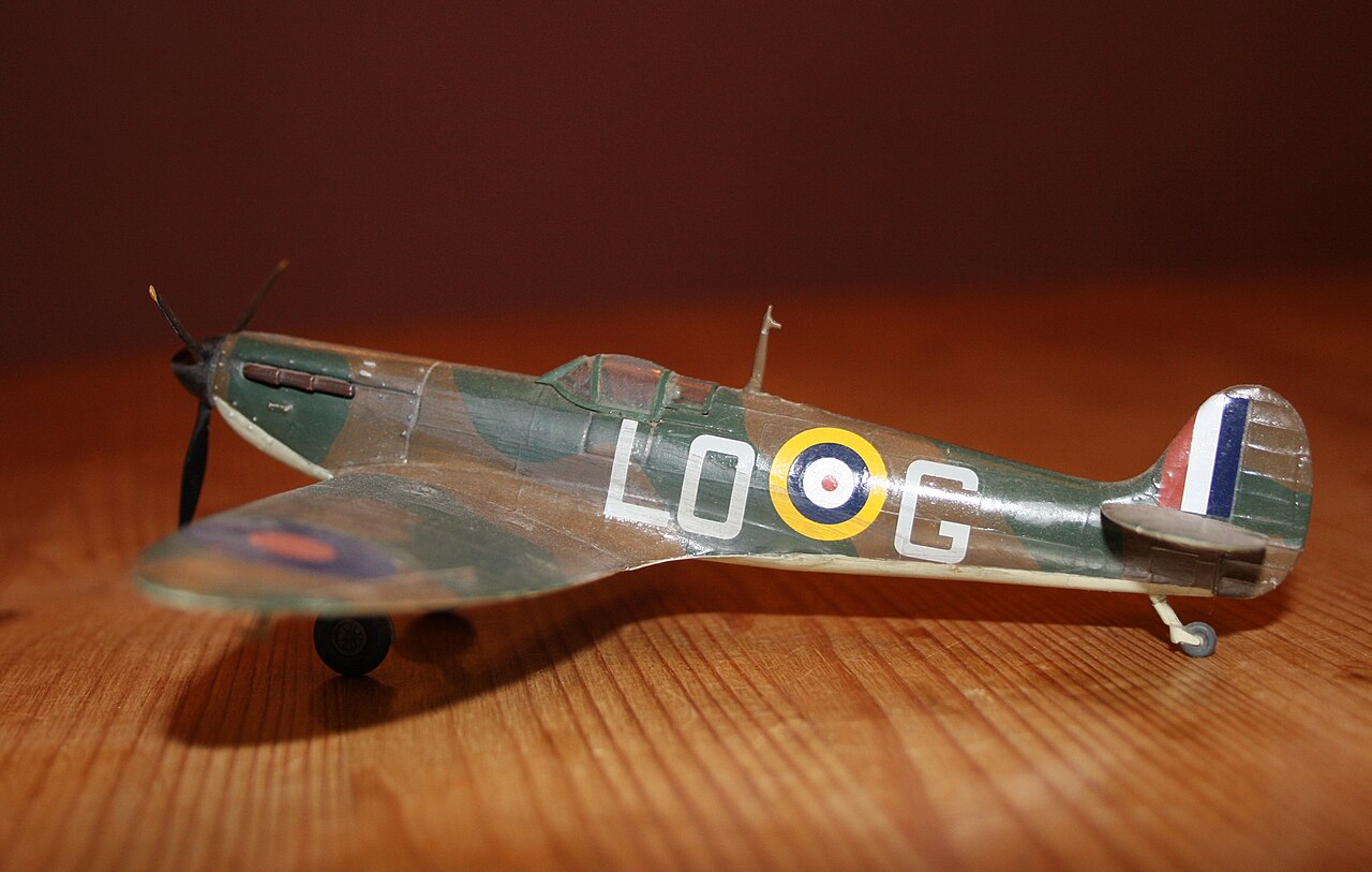 A finished model built from the Airfix 1/72 Spitfire Mk.I kit