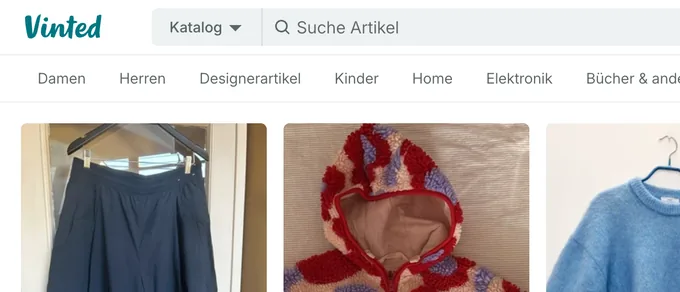 Vinted listings, shown in German